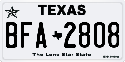 TX license plate BFA2808