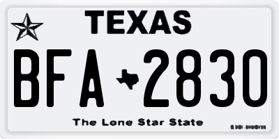 TX license plate BFA2830