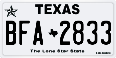 TX license plate BFA2833