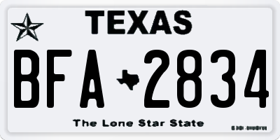TX license plate BFA2834