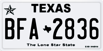 TX license plate BFA2836