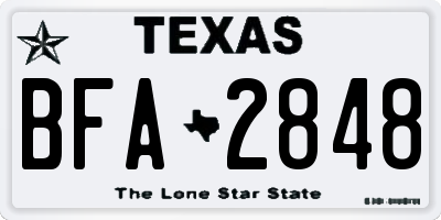 TX license plate BFA2848