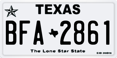 TX license plate BFA2861