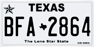 TX license plate BFA2864