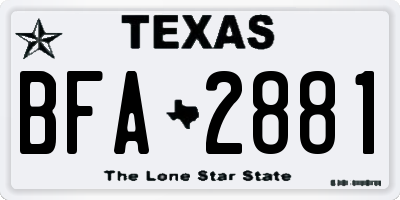 TX license plate BFA2881