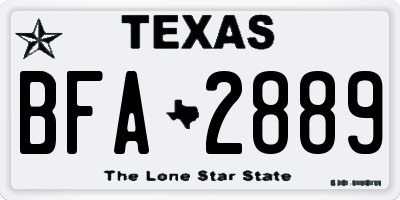 TX license plate BFA2889