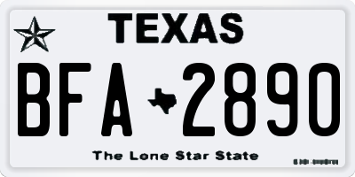 TX license plate BFA2890