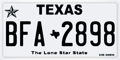 TX license plate BFA2898