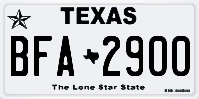 TX license plate BFA2900
