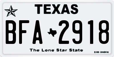 TX license plate BFA2918