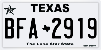 TX license plate BFA2919