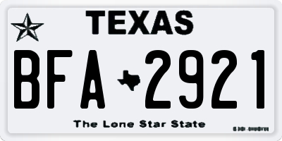 TX license plate BFA2921