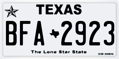 TX license plate BFA2923