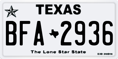 TX license plate BFA2936