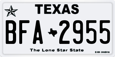 TX license plate BFA2955