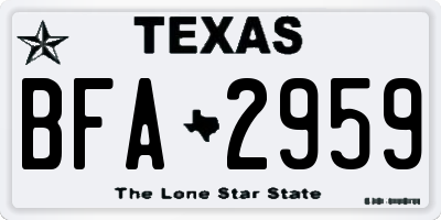 TX license plate BFA2959