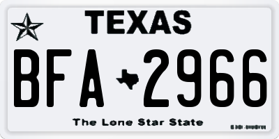 TX license plate BFA2966