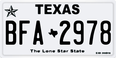 TX license plate BFA2978
