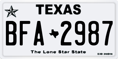 TX license plate BFA2987