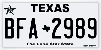 TX license plate BFA2989