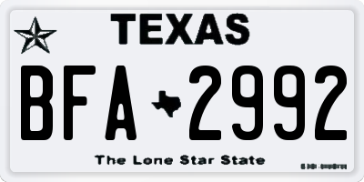 TX license plate BFA2992