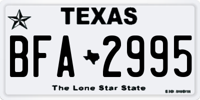 TX license plate BFA2995