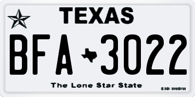 TX license plate BFA3022