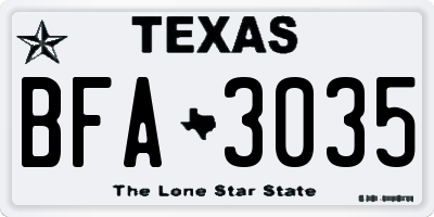 TX license plate BFA3035