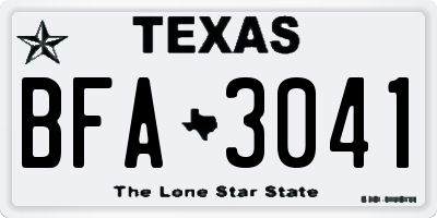 TX license plate BFA3041