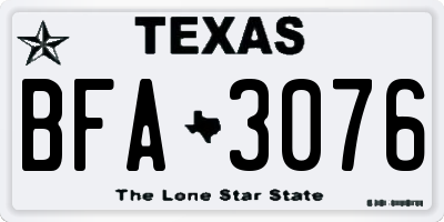 TX license plate BFA3076