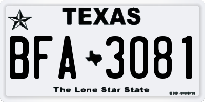 TX license plate BFA3081