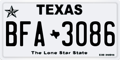 TX license plate BFA3086