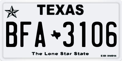 TX license plate BFA3106