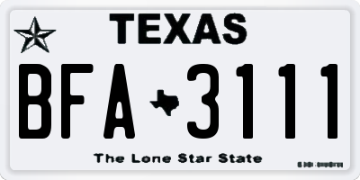 TX license plate BFA3111