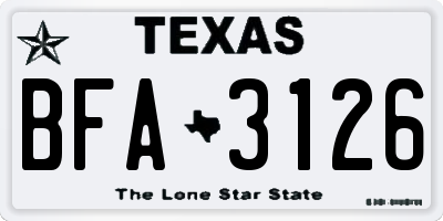 TX license plate BFA3126