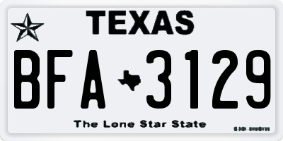 TX license plate BFA3129
