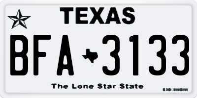 TX license plate BFA3133