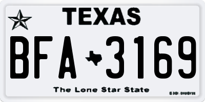 TX license plate BFA3169