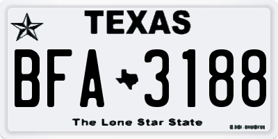 TX license plate BFA3188