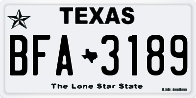 TX license plate BFA3189