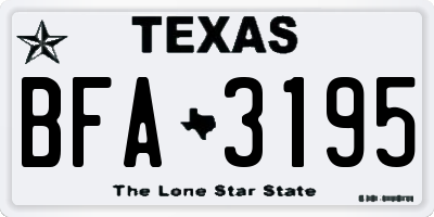 TX license plate BFA3195