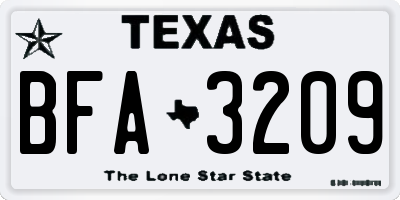 TX license plate BFA3209