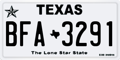 TX license plate BFA3291