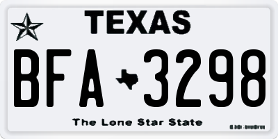 TX license plate BFA3298
