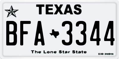 TX license plate BFA3344
