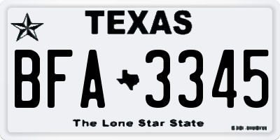 TX license plate BFA3345