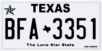 TX license plate BFA3351