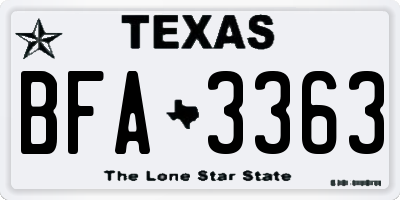 TX license plate BFA3363