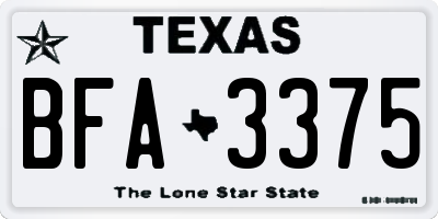 TX license plate BFA3375