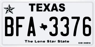 TX license plate BFA3376